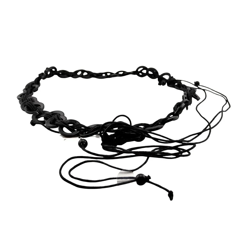 Black Adjustable Loop Ring Waist Belt 50% Polyester 50% Cotton Fashion Accessory